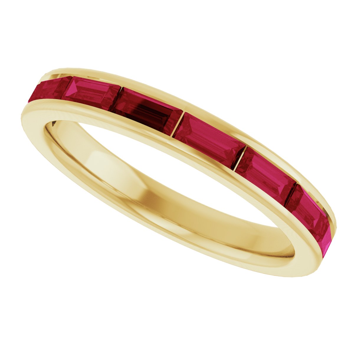 Lab-Grown Ruby Stackable Ring - Yellow Gold