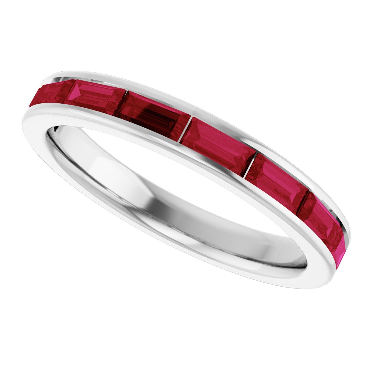Lab-Grown Ruby Stackable Ring - White Gold