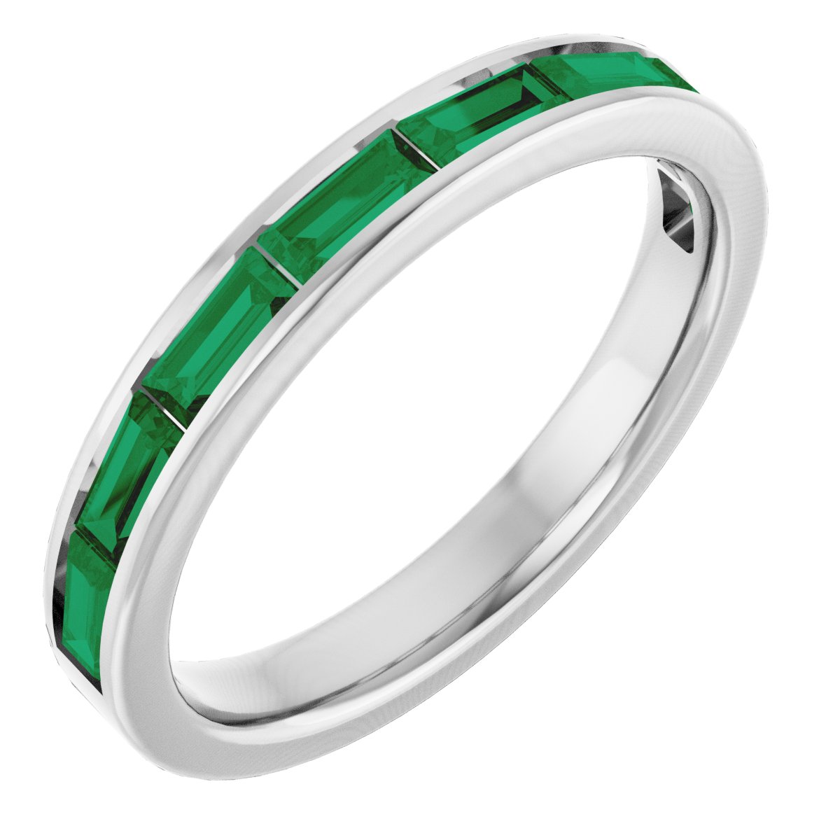 Lab-Grown Emerald Stackable Ring - White Gold