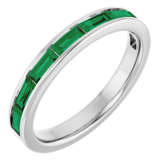 Lab-Grown Emerald Stackable Ring - White Gold