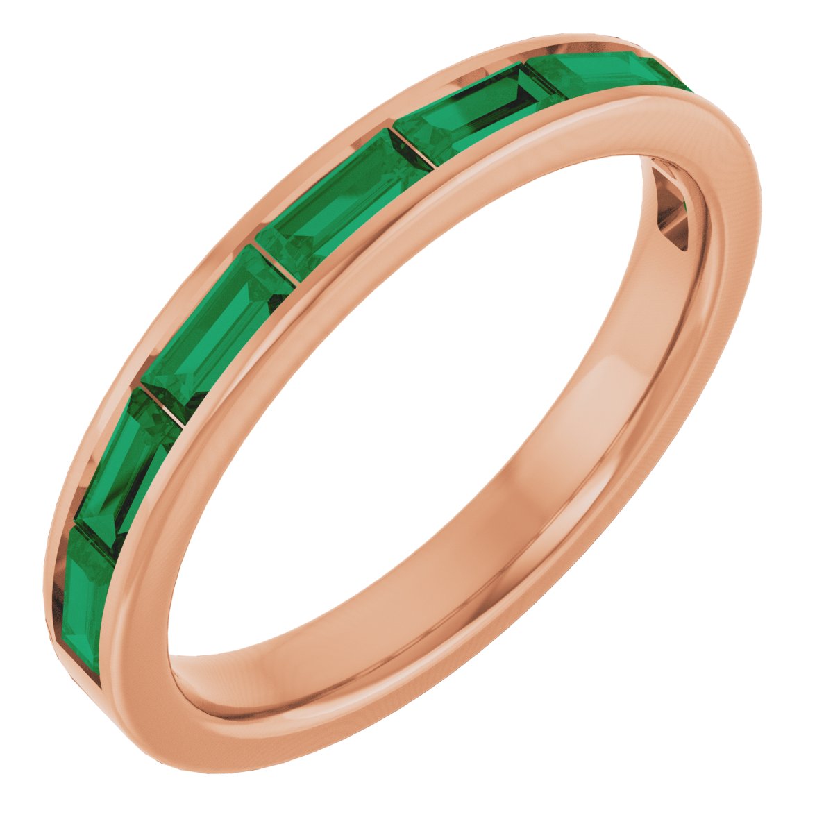 Lab-Grown Emerald Stackable Ring - Rose Gold