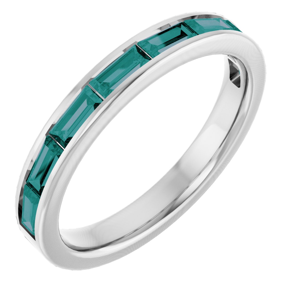 Lab-Grown Alexandrite Stackable Ring - White Gold