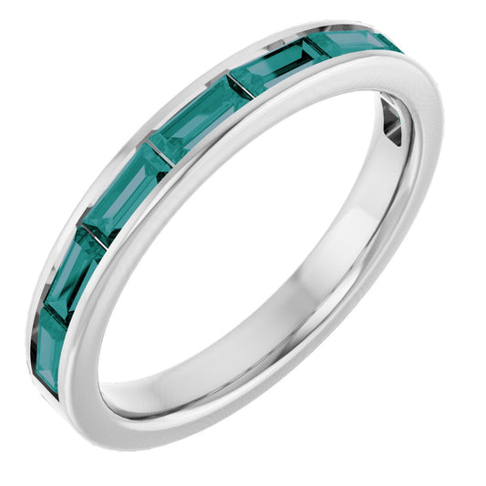 Lab-Grown Alexandrite Stackable Ring - White Gold