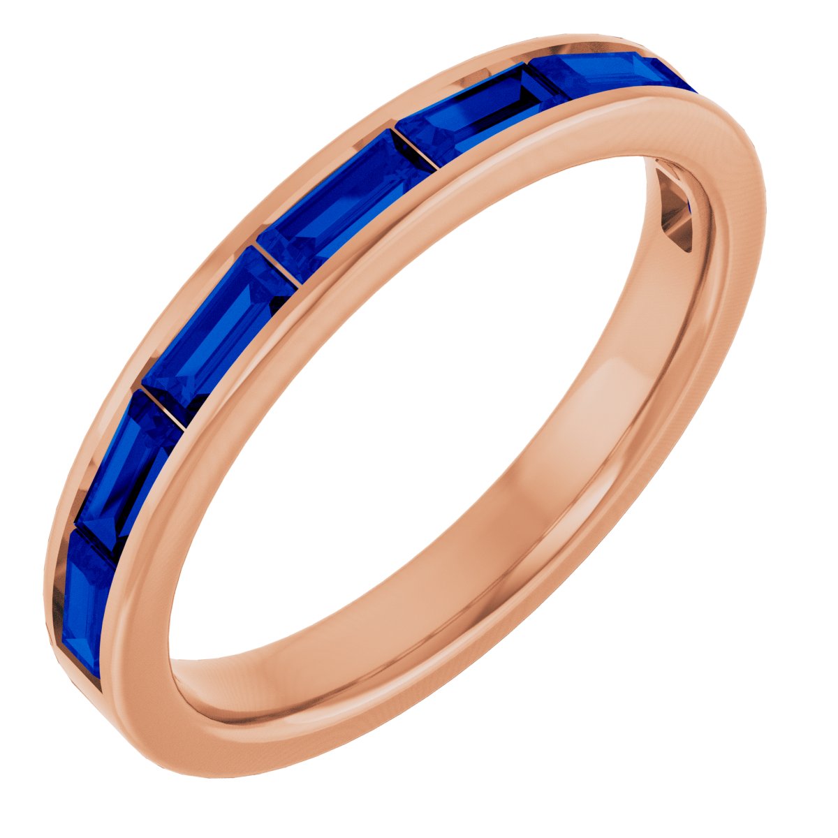 Lab-Grown Blue Sapphire Stackable Ring - Rose Gold