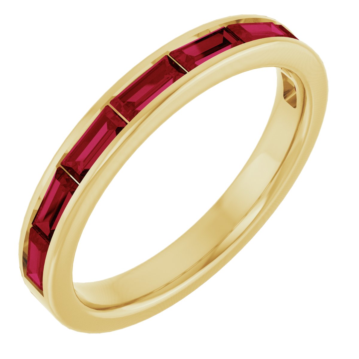 Lab-Grown Ruby Stackable Ring - Yellow Gold