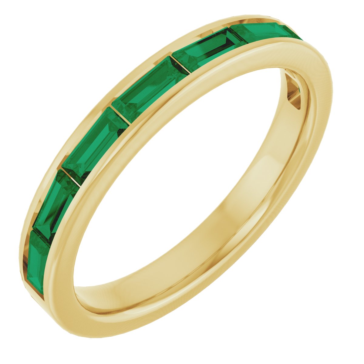 Lab-Grown Emerald Stackable Ring - Yellow Gold