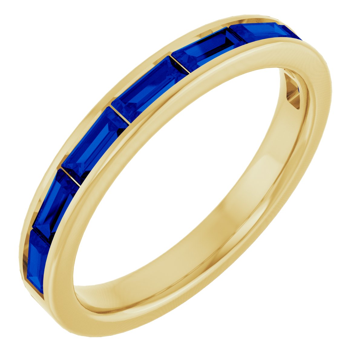 Lab-Grown Blue Sapphire Stackable Ring - Yellow Gold