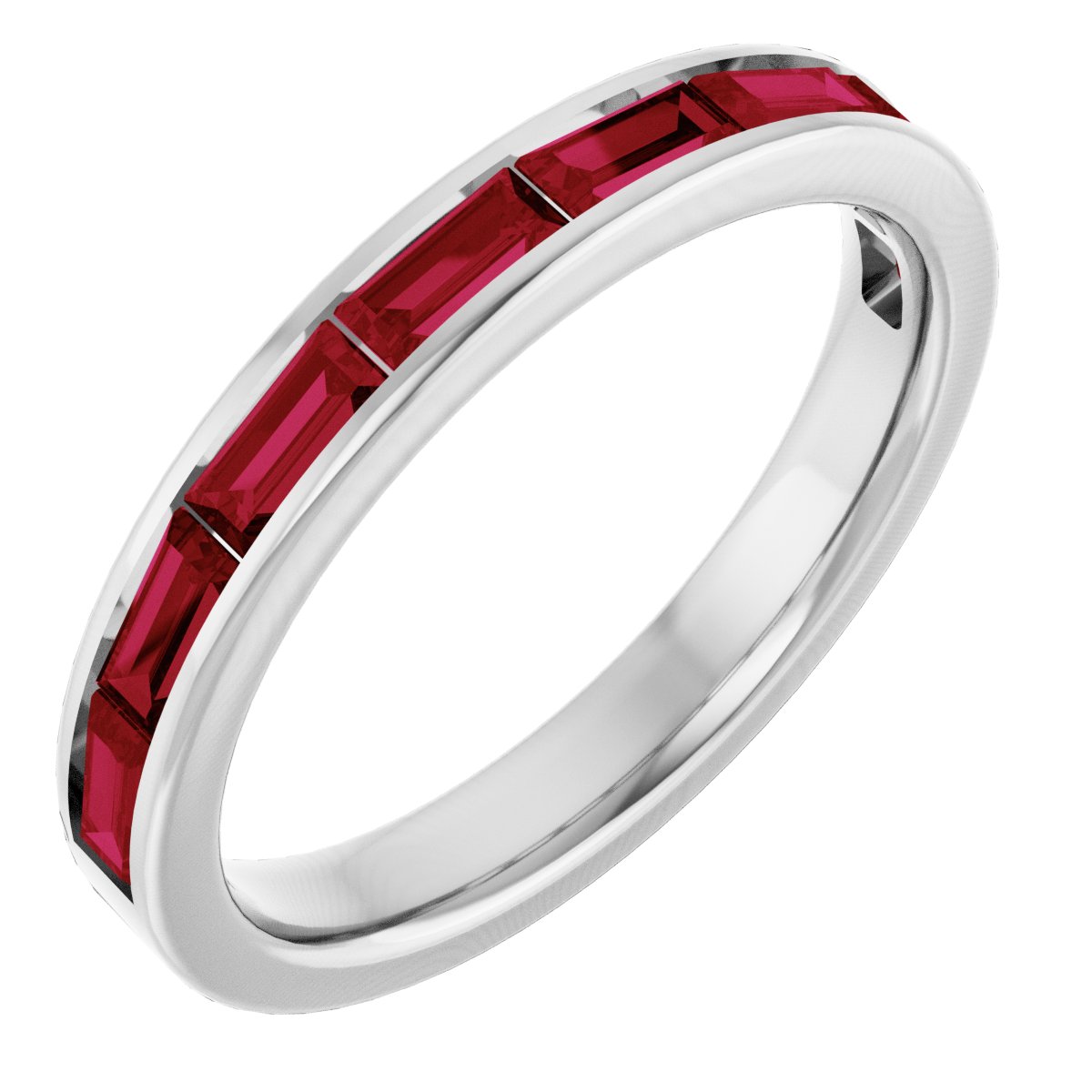 Lab-Grown Ruby Stackable Ring - White Gold