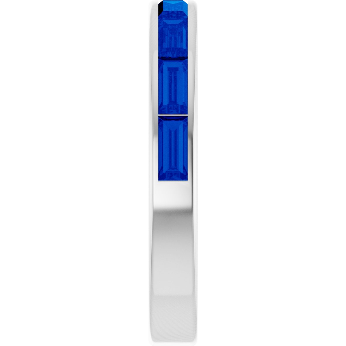 Lab-Grown Blue Sapphire Stackable Ring - White Gold