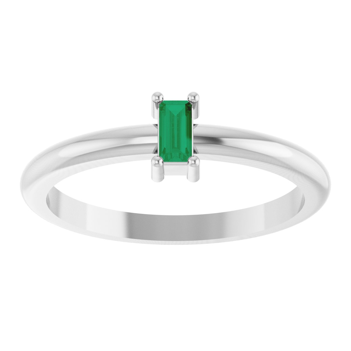 4x2 mm Lab-Grown Emerald Stackable Ring - White Gold