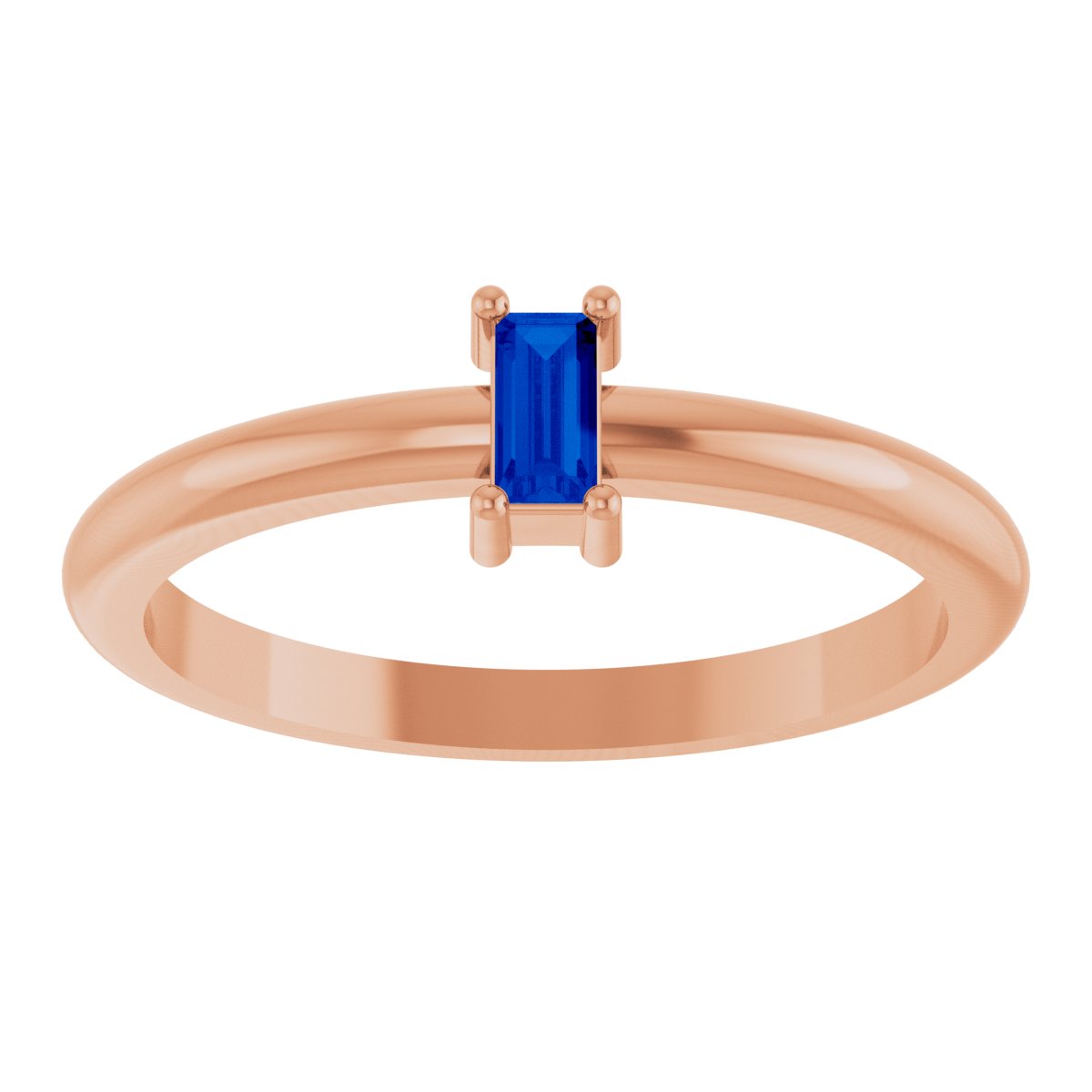 4x2 mm Lab-Grown Blue Sapphire Stackable Ring - Rose Gold