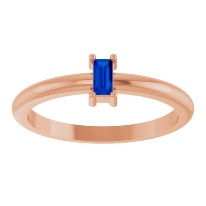 4x2 mm Lab-Grown Blue Sapphire Stackable Ring - Rose Gold