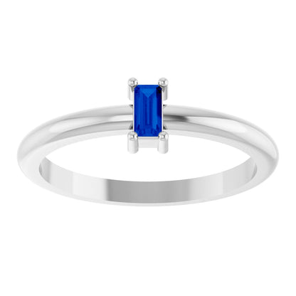 4x2 mm Lab-Grown Blue Sapphire Stackable Ring - White Gold