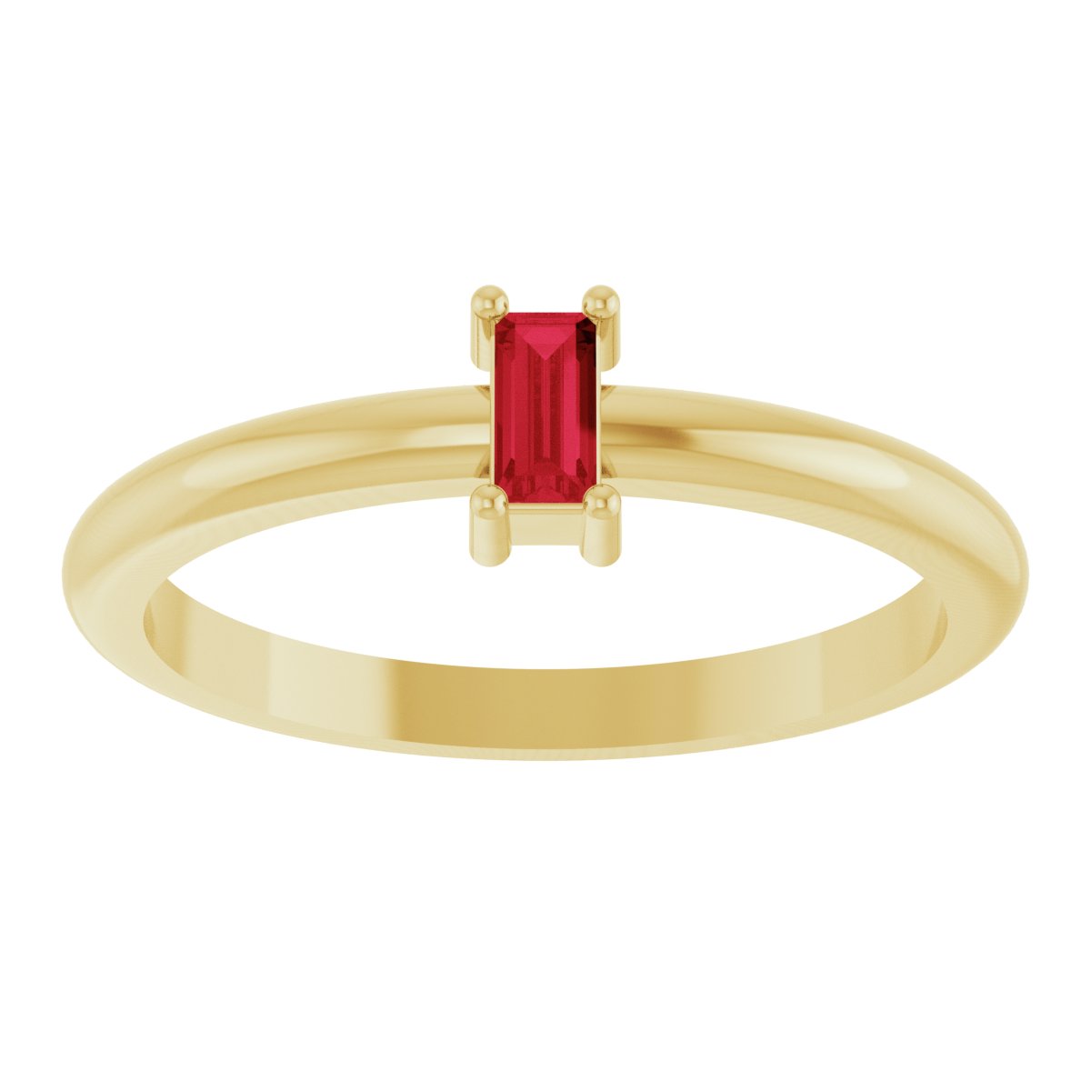 4x2 mm Lab-Grown Ruby Stackable Ring - Yellow Gold