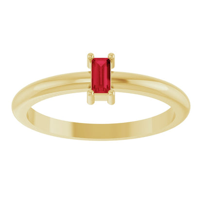 4x2 mm Lab-Grown Ruby Stackable Ring - Yellow Gold