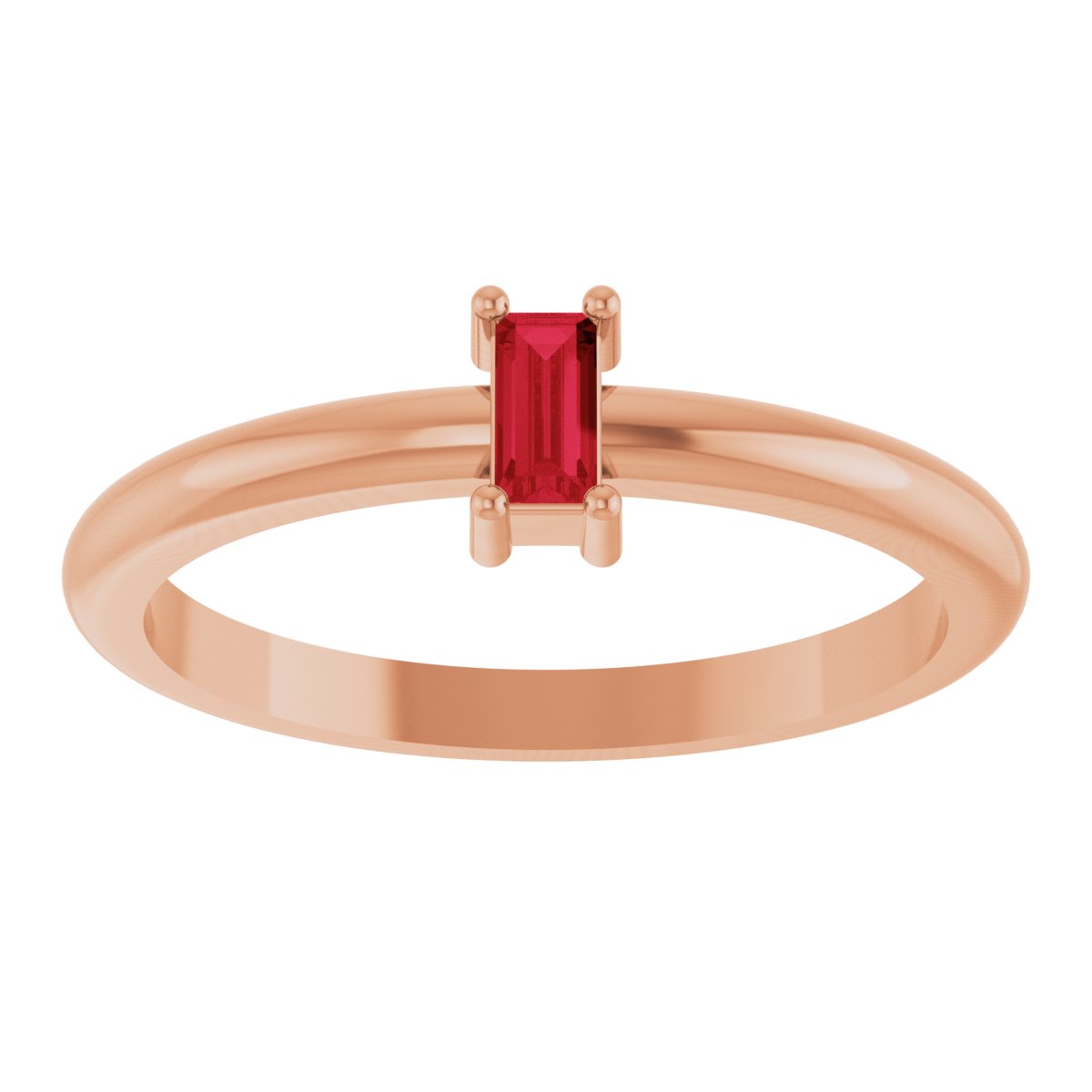 4x2 mm Lab-Grown Ruby Stackable Ring - Rose Gold