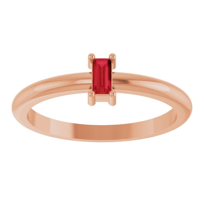 4x2 mm Lab-Grown Ruby Stackable Ring - Rose Gold
