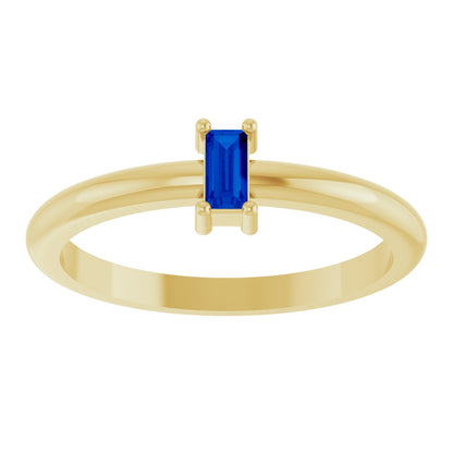 4x2 mm Lab-Grown Blue Sapphire Stackable Ring - Yellow Gold