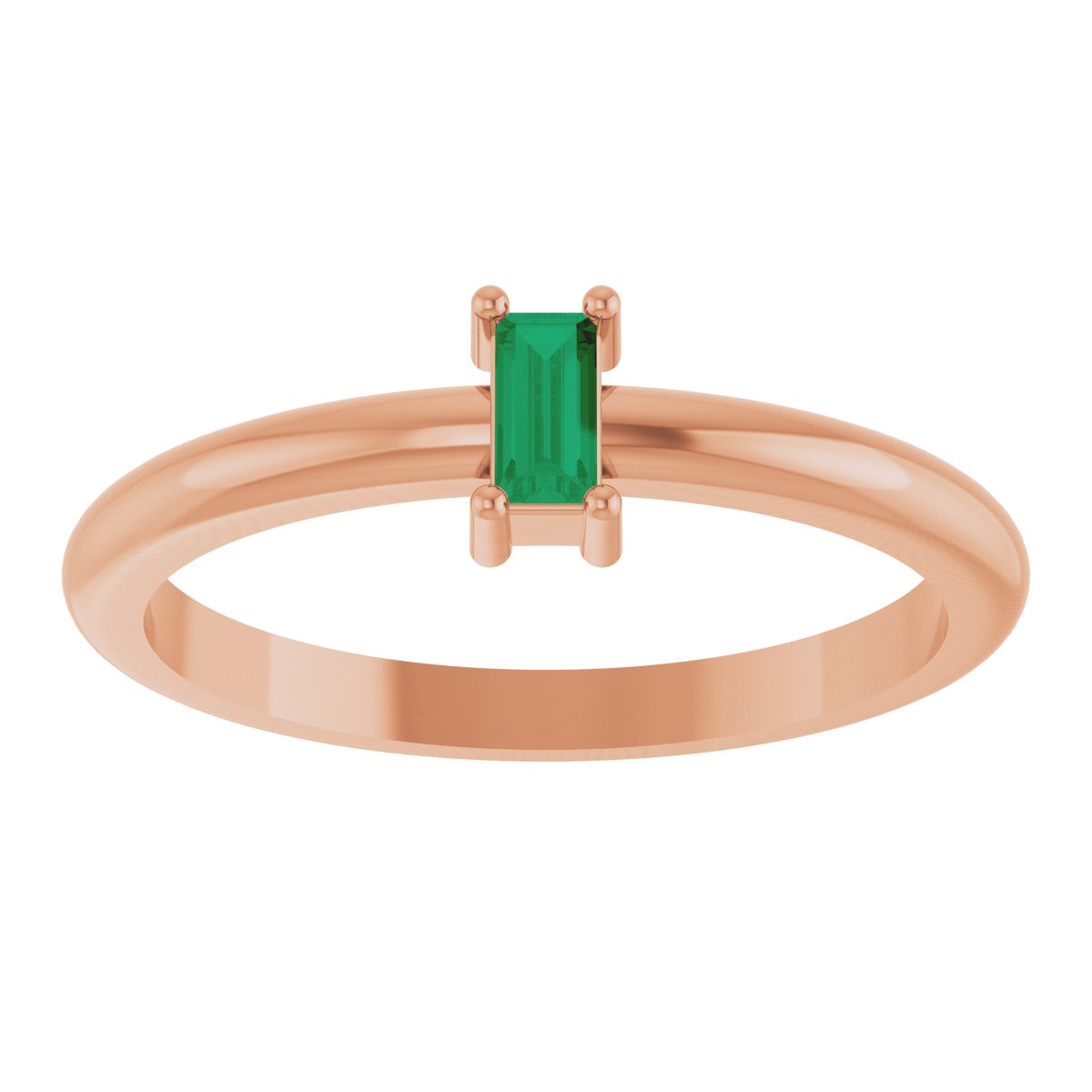 4x2 mm Lab-Grown Emerald Stackable Ring - Rose Gold