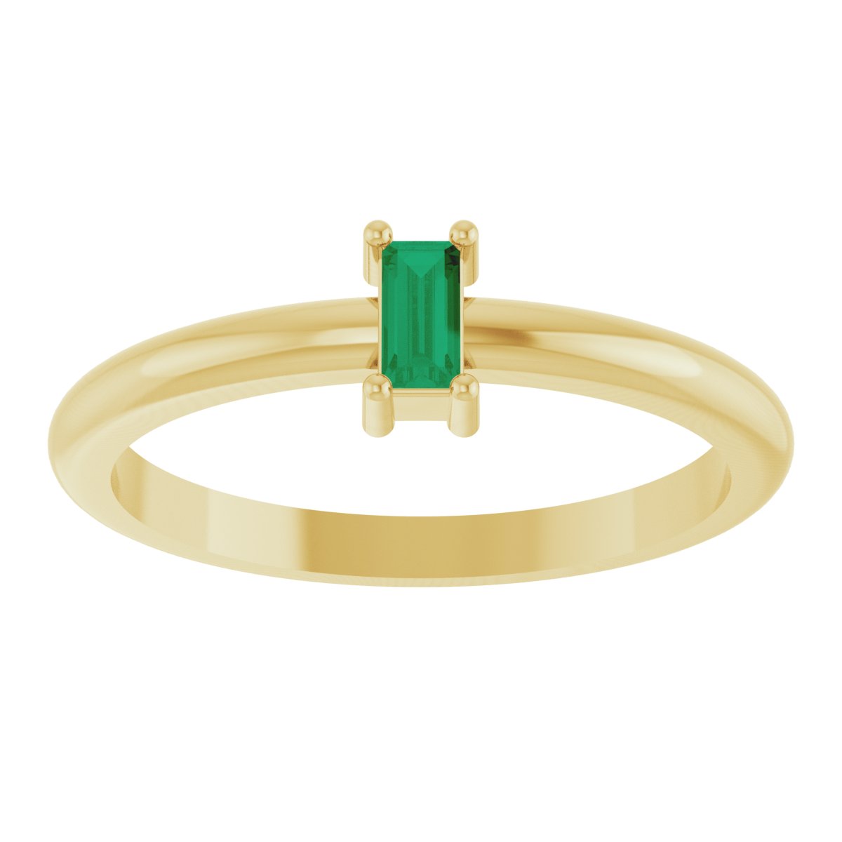 4x2 mm Lab-Grown Emerald Stackable Ring - Yellow Gold