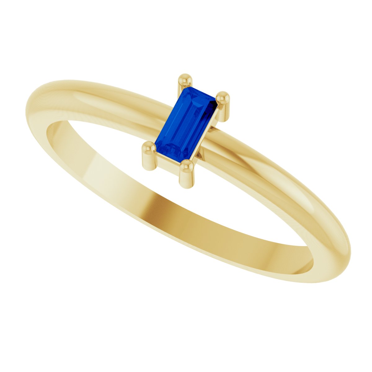 4x2 mm Lab-Grown Blue Sapphire Stackable Ring - Yellow Gold