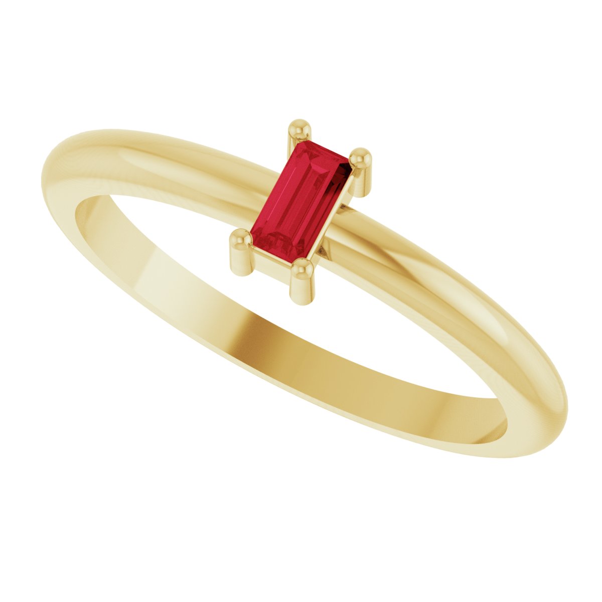 4x2 mm Lab-Grown Ruby Stackable Ring - Yellow Gold