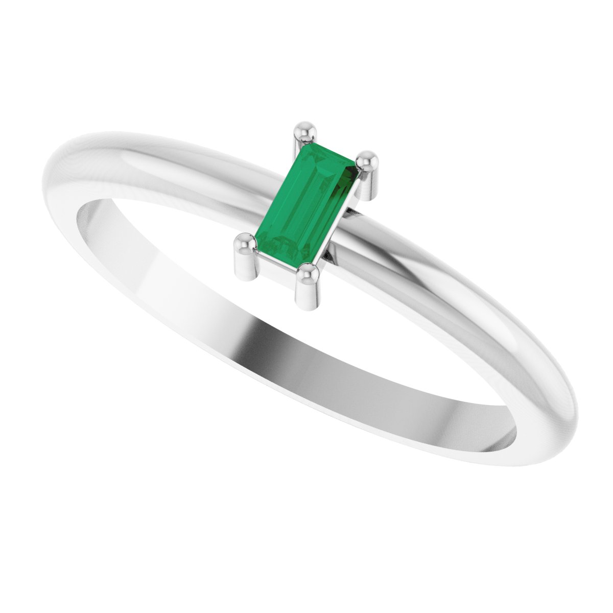 4x2 mm Lab-Grown Emerald Stackable Ring - White Gold