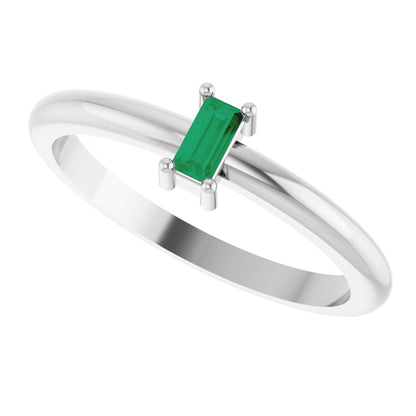 4x2 mm Lab-Grown Emerald Stackable Ring - White Gold