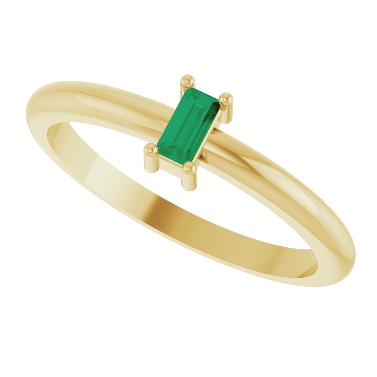 4x2 mm Lab-Grown Emerald Stackable Ring - Yellow Gold