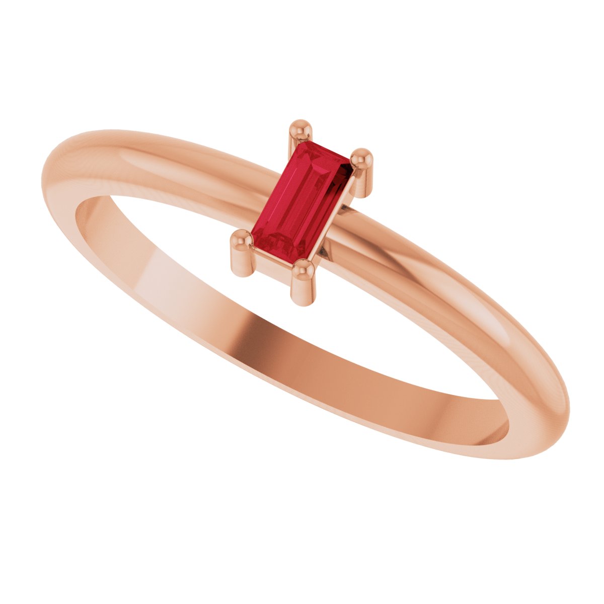 4x2 mm Lab-Grown Ruby Stackable Ring - Rose Gold