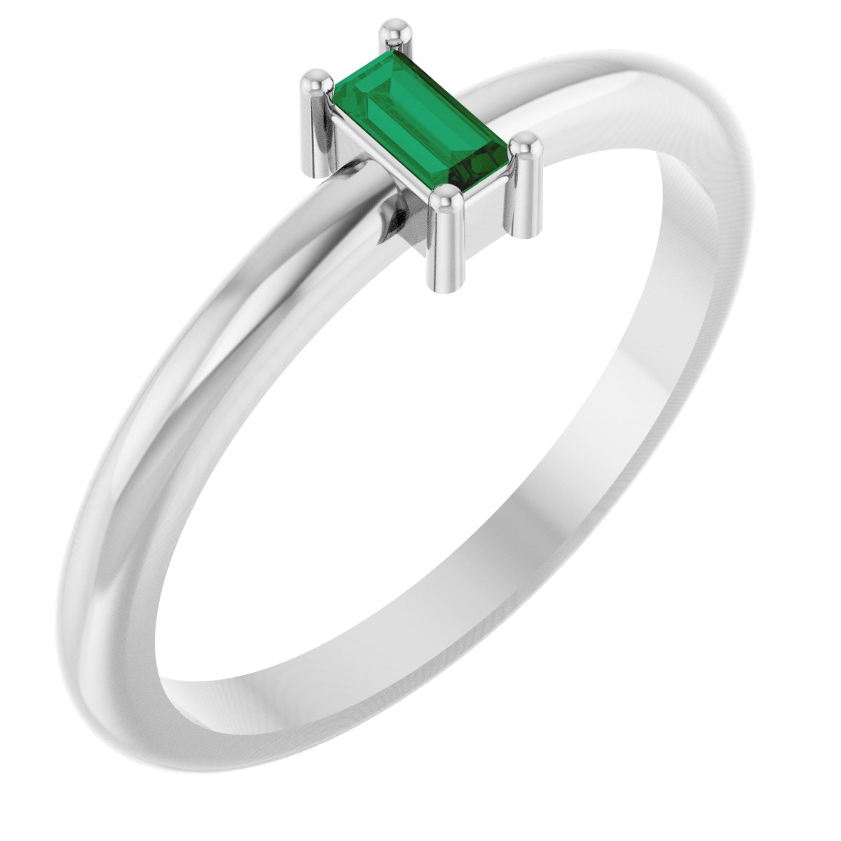 4x2 mm Lab-Grown Emerald Stackable Ring - White Gold