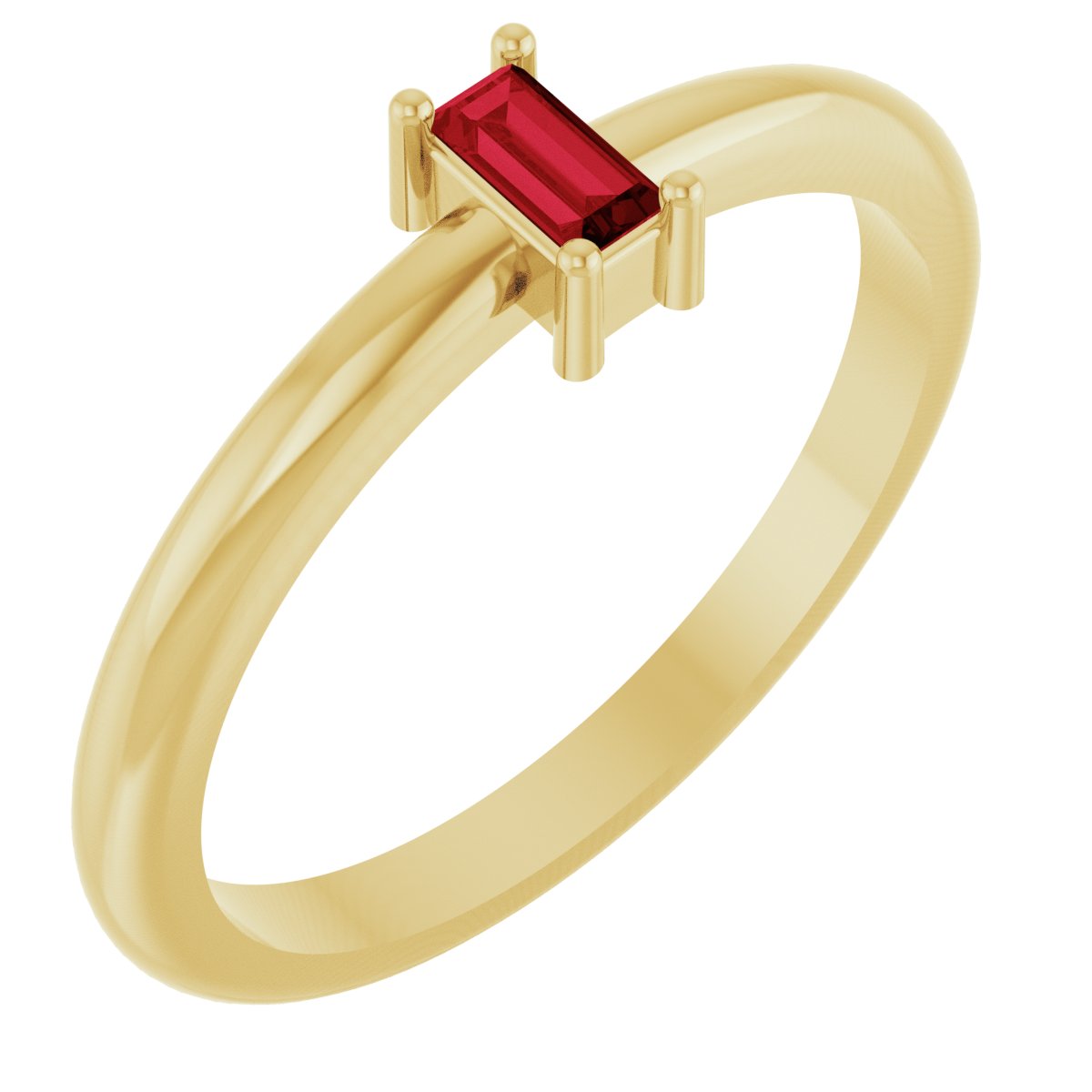 4x2 mm Lab-Grown Ruby Stackable Ring - Yellow Gold