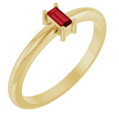 4x2 mm Lab-Grown Ruby Stackable Ring - Yellow Gold