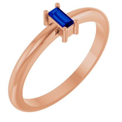 4x2 mm Lab-Grown Blue Sapphire Stackable Ring - Rose Gold