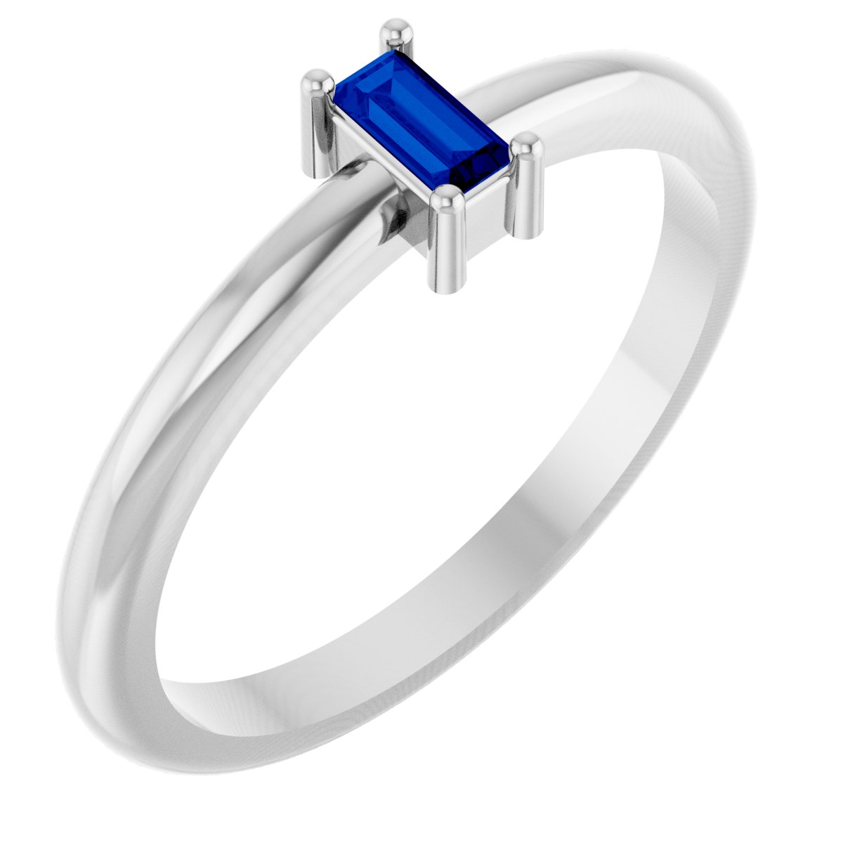 4x2 mm Lab-Grown Blue Sapphire Stackable Ring - White Gold
