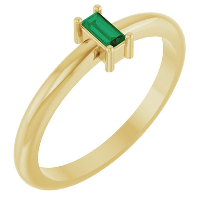4x2 mm Lab-Grown Emerald Stackable Ring - Yellow Gold
