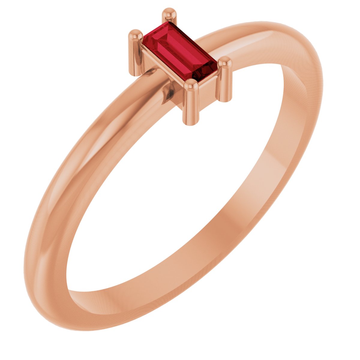 4x2 mm Lab-Grown Ruby Stackable Ring - Rose Gold