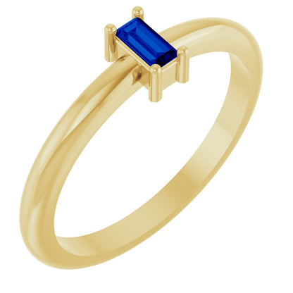 4x2 mm Lab-Grown Blue Sapphire Stackable Ring - Yellow Gold