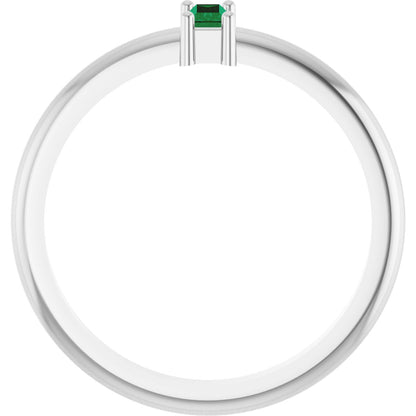 4x2 mm Lab-Grown Emerald Stackable Ring - White Gold