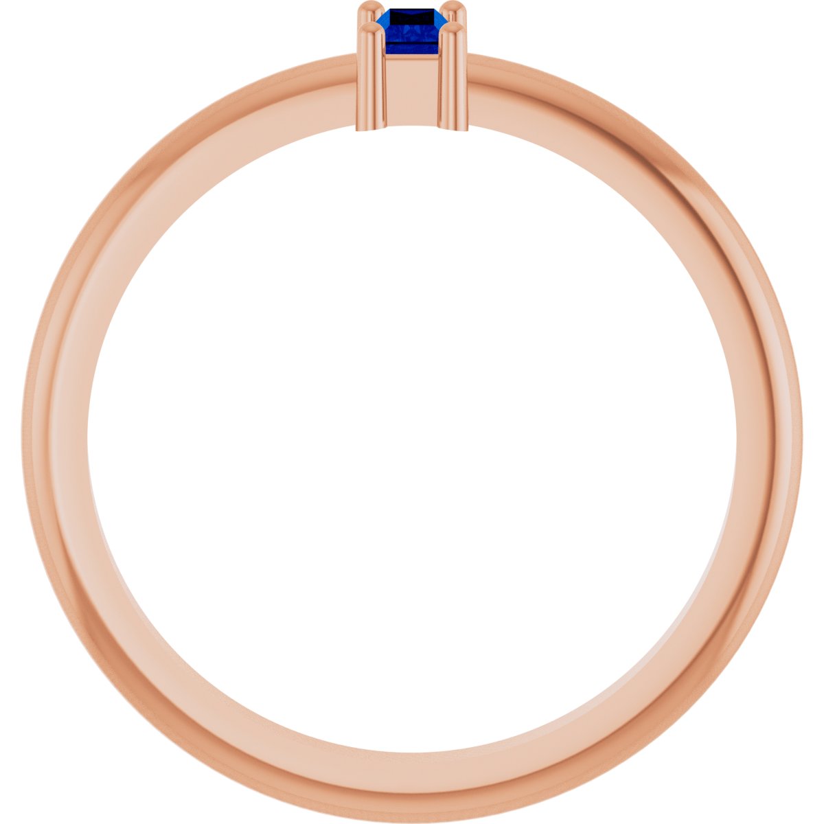 4x2 mm Lab-Grown Blue Sapphire Stackable Ring - Rose Gold