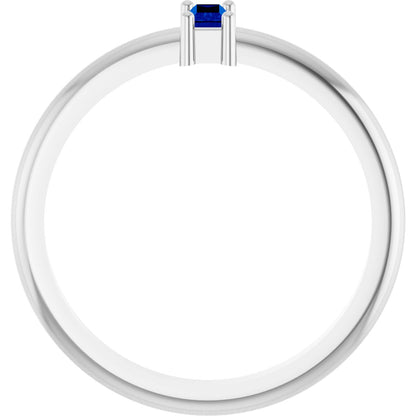 4x2 mm Lab-Grown Blue Sapphire Stackable Ring - White Gold
