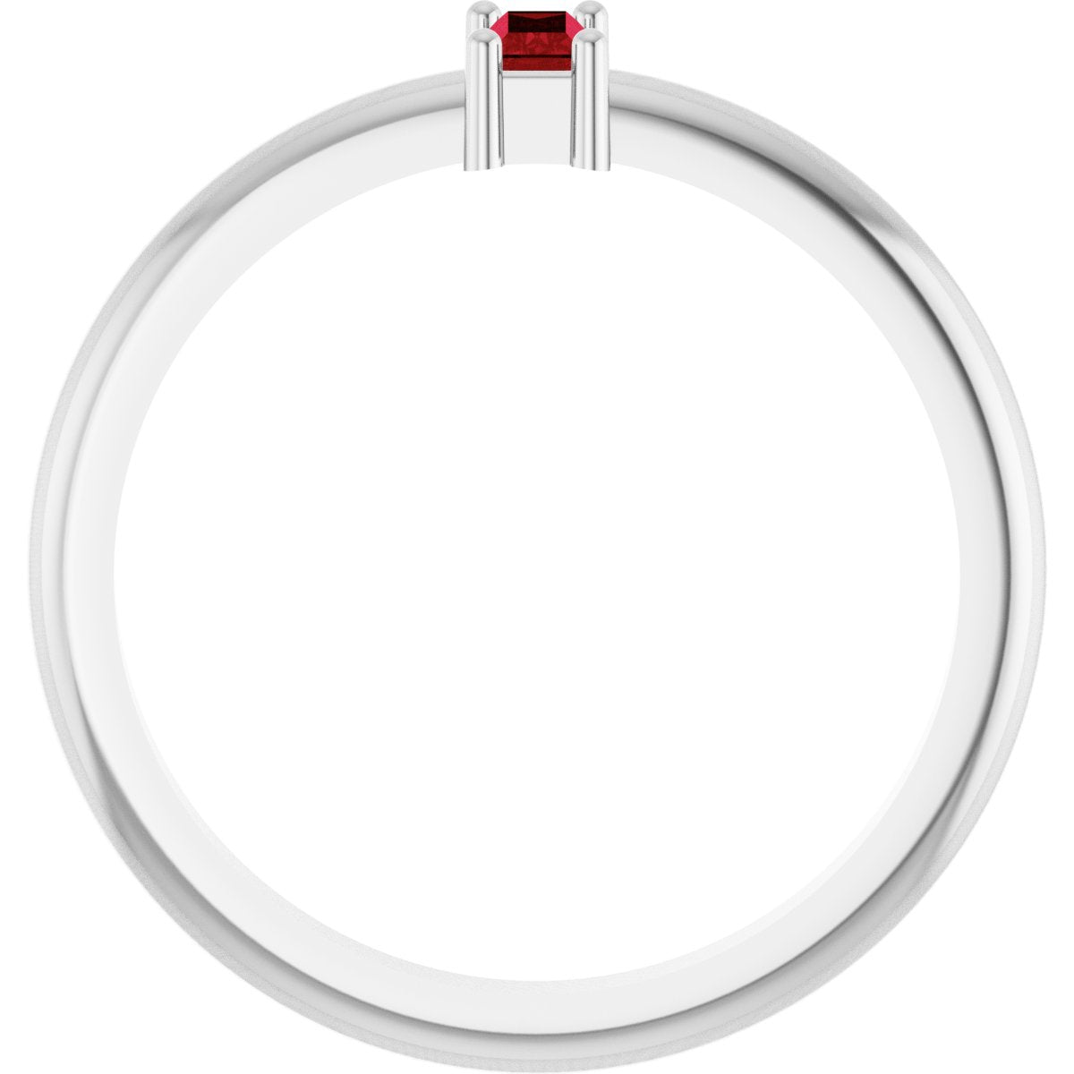 4x2 mm Lab-Grown Ruby Stackable Ring - White Gold