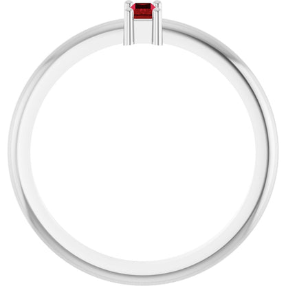 4x2 mm Lab-Grown Ruby Stackable Ring - White Gold