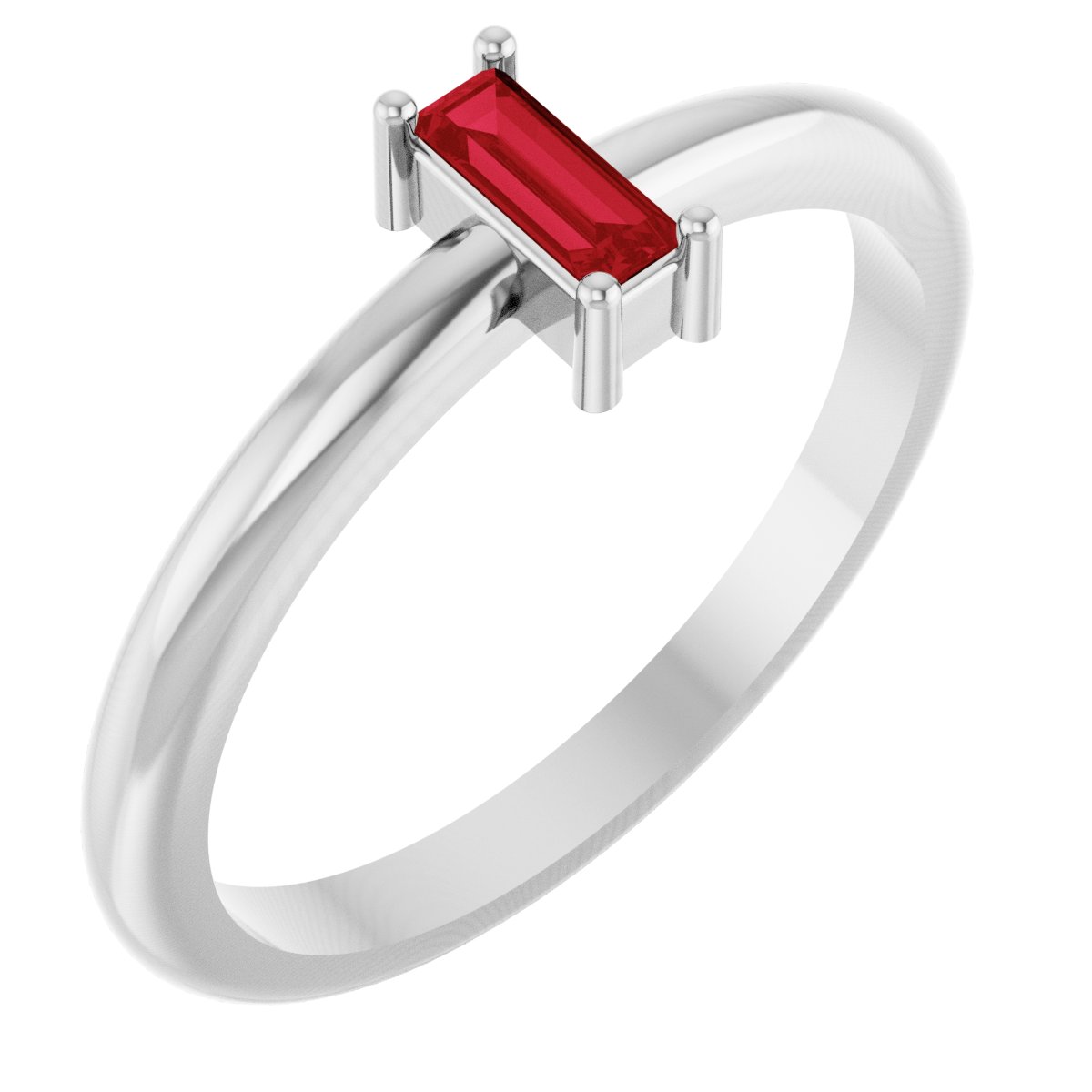 5x2 mm Lab-Grown Ruby Stackable Ring - White Gold