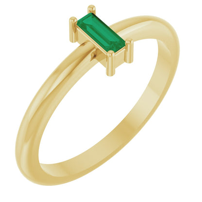 5x2 mm Lab-Grown Emerald Stackable Ring - Yellow Gold