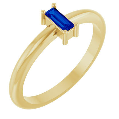 5x2 mm Lab-Grown Blue Sapphire Stackable Ring - Yellow Gold