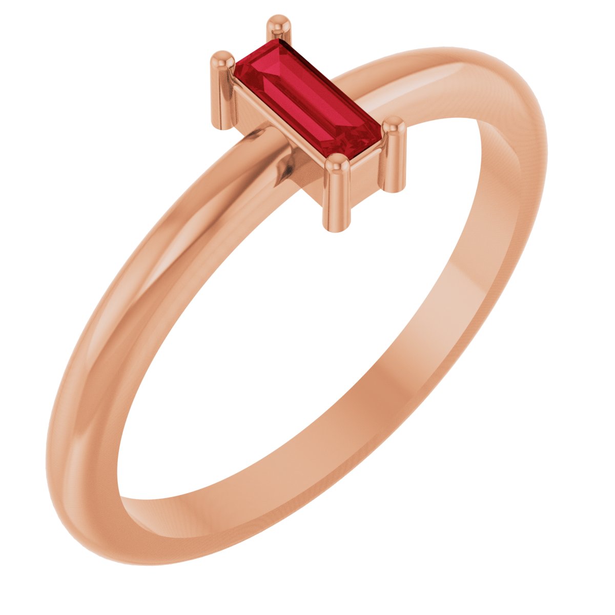 5x2 mm Lab-Grown Ruby Stackable Ring - Rose Gold
