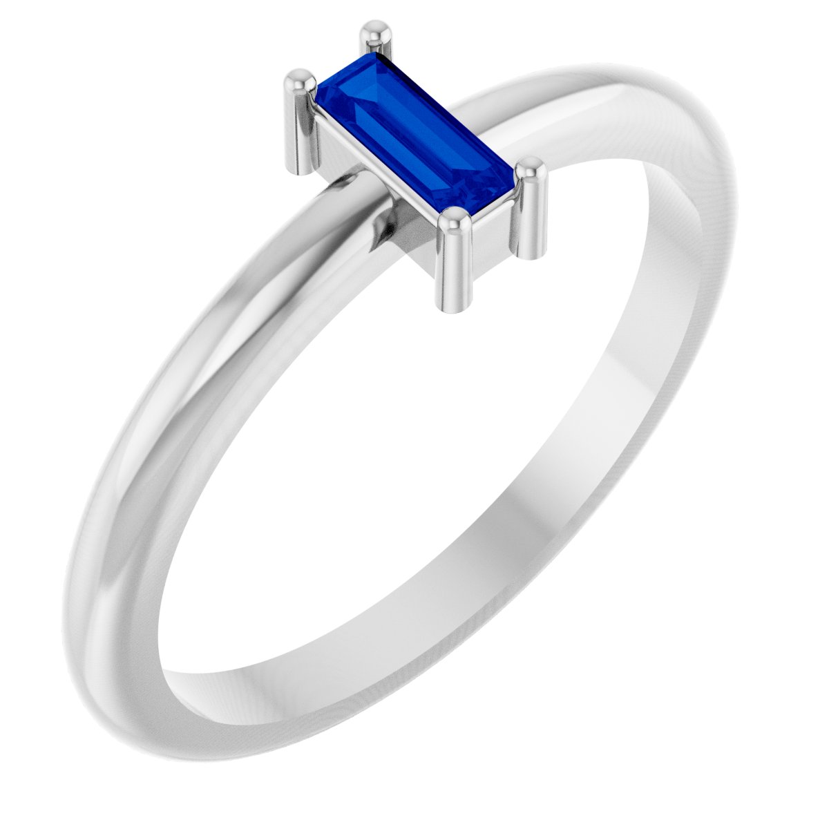 5x2 mm Lab-Grown Blue Sapphire Stackable Ring - White Gold