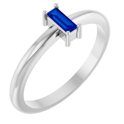 5x2 mm Lab-Grown Blue Sapphire Stackable Ring - White Gold