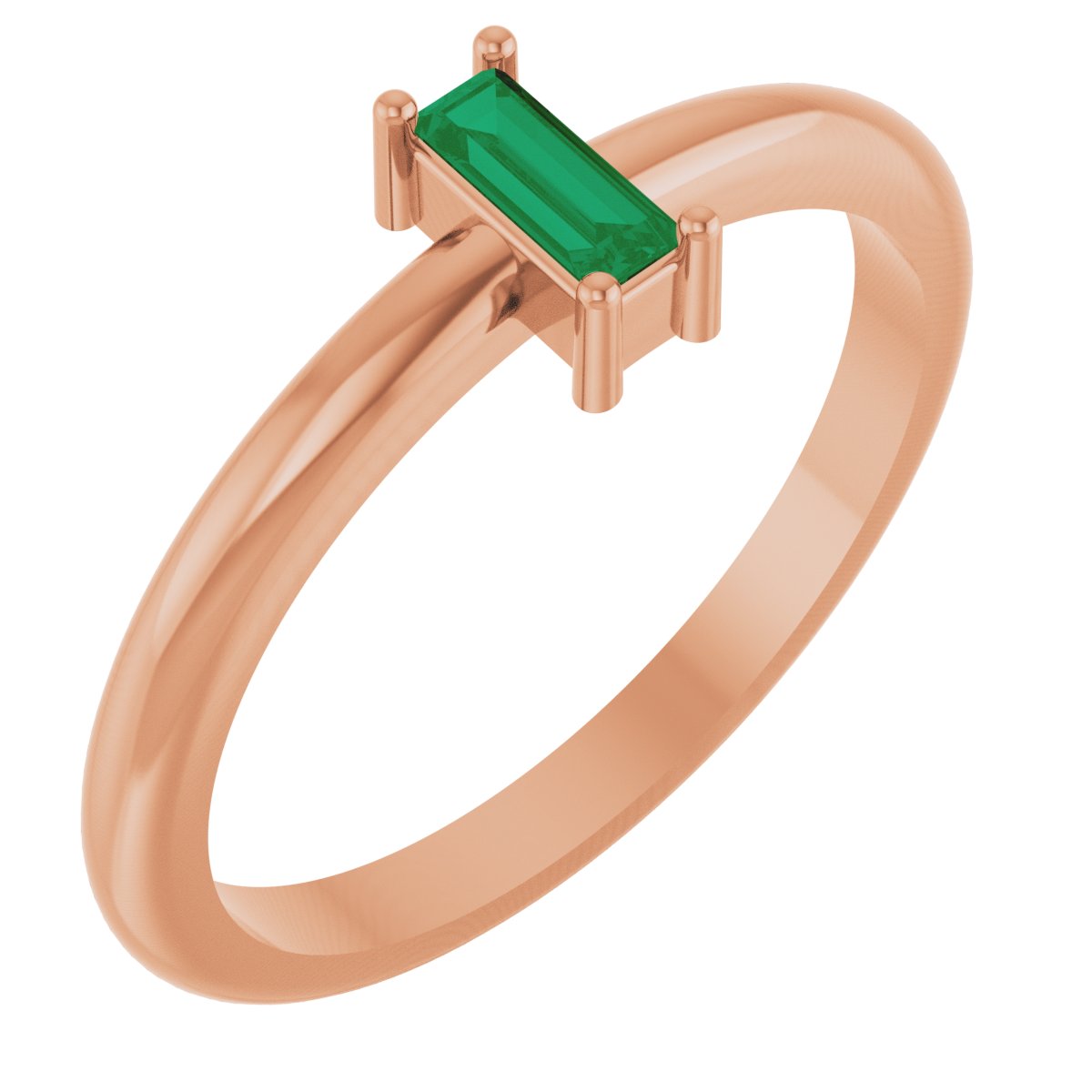 5x2 mm Lab-Grown Emerald Stackable Ring - Rose Gold